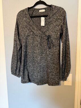 Maurices Charcoal Gray Wrap Tunic Top